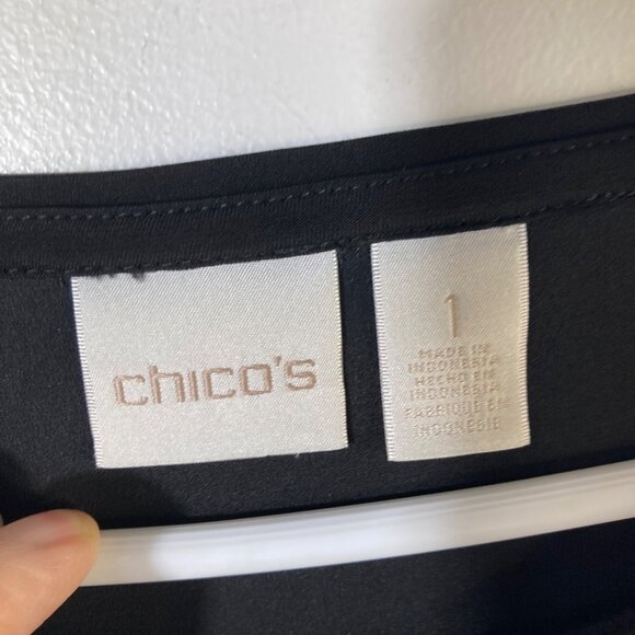 Womens Chicos Side Zippers Round Neck Top Black M Polyester Spandex - Picture 7 of 9